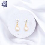 Hanging Pink Button Pearls with CZ Stone