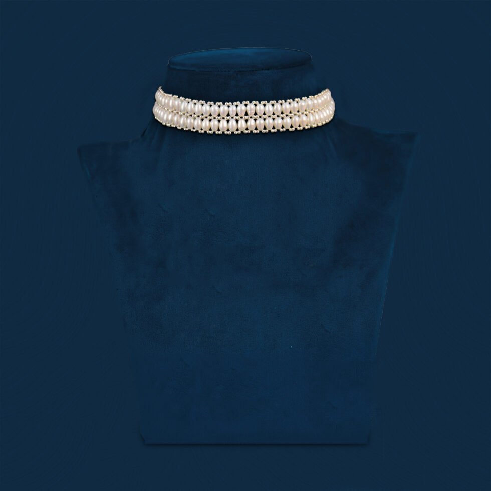 pearls oval shape choker necklace