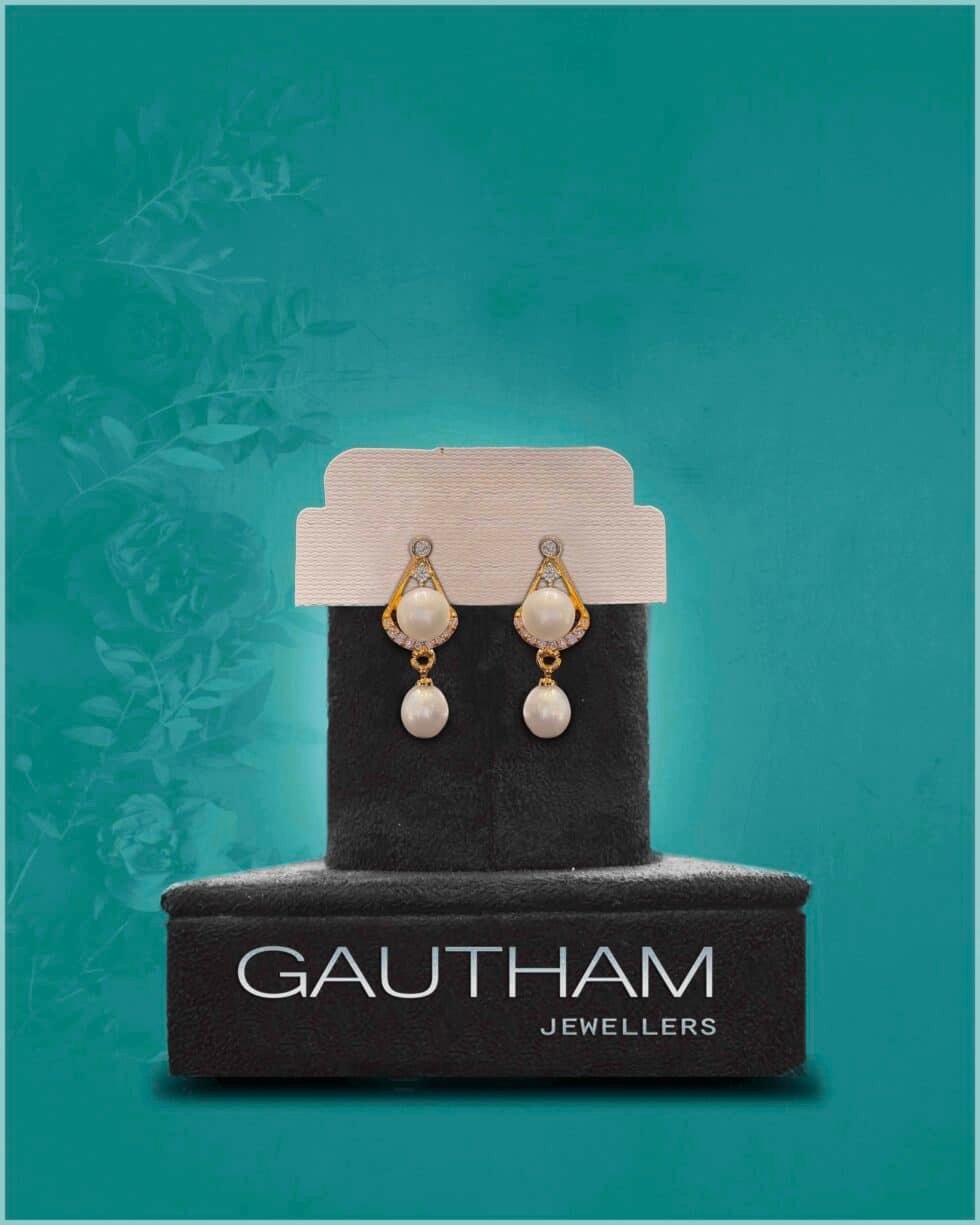 CZ Drop Earrings Pearl
