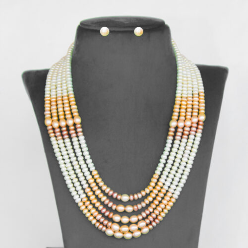 Rainbow 5 Layers Freshwater Pearl Necklace set