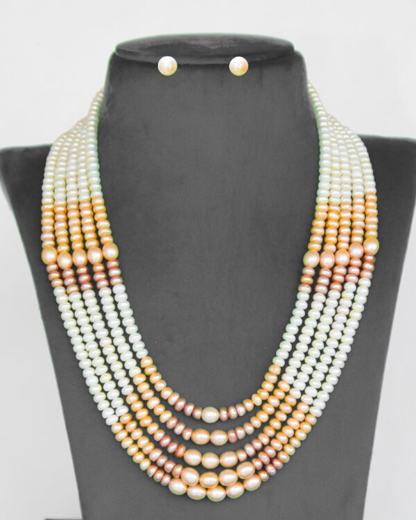 Rainbow 5 Layers Freshwater Pearl Necklace set