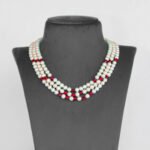 Graceful Ruby & Pearl Layered Necklace