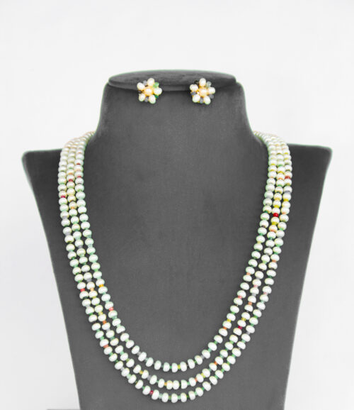 3layer pearls cz necklace sets