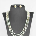 3layer pearls cz necklace sets