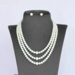 Triple Strand Round Freshwater Pearls Mala