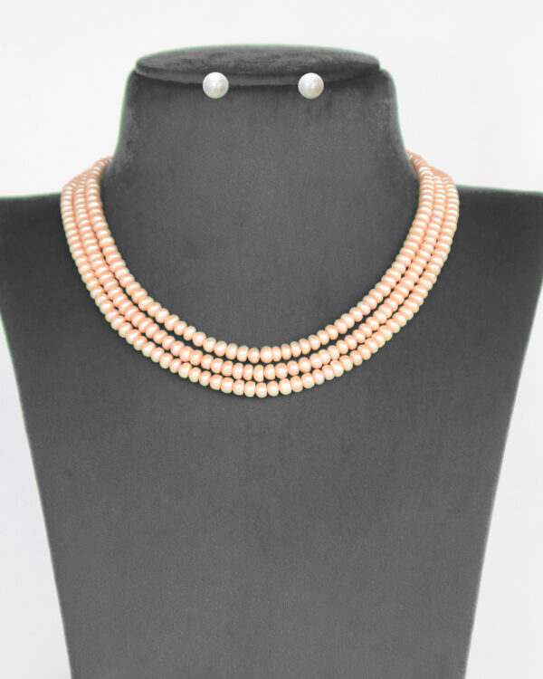 Pink Petals Triple Layer Freshwater Pearls Necklace