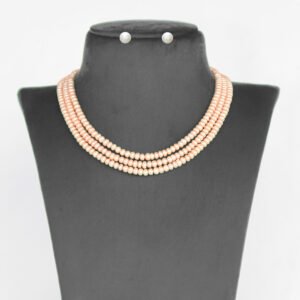 Pink Petals Triple Layer Freshwater Pearls Necklace