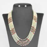 Red & Green CZ with Pearls Necklace Set