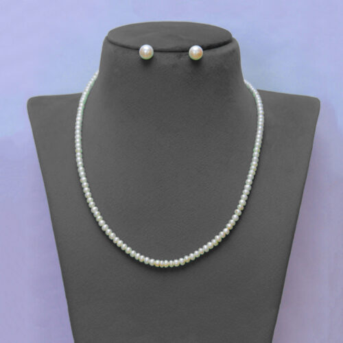 half round white pearls jewellery set