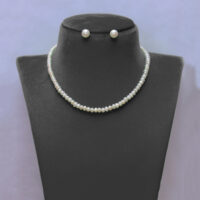 Crescent White Pearls Jewelry Set