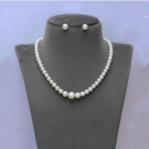 white Round Graduation Pearl Mala