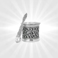 Antique Silver Panchpatra Set for Pooja and Festival Decoration