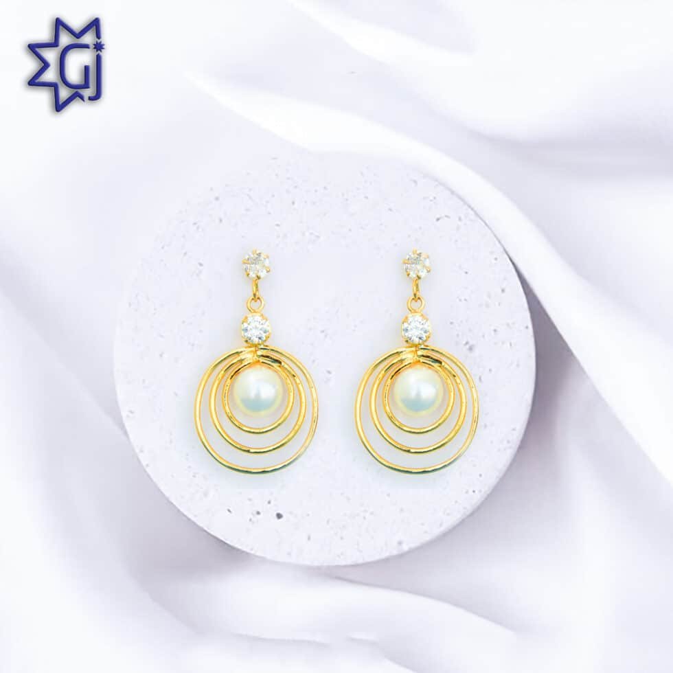 CZ Drop Earrings Pearl