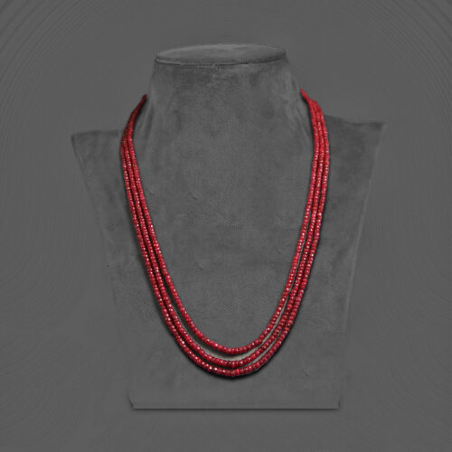 Elegant 3-Line Ruby Necklace