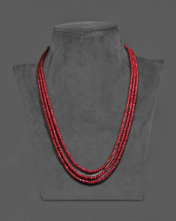 Elegant 3-Line Ruby Necklace