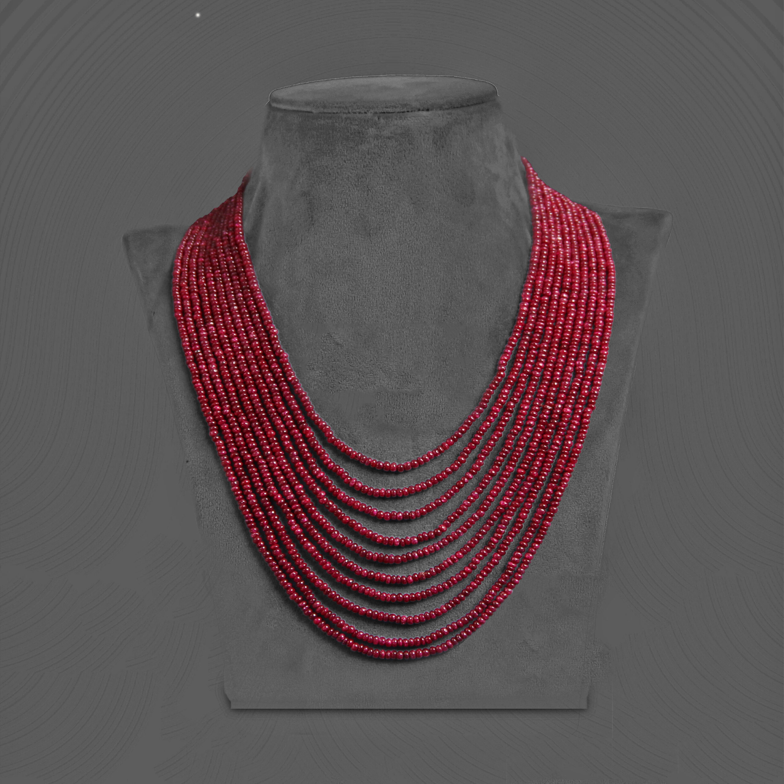 Ruby uncut 10 layered Necklace set