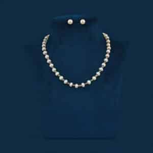 White and black color real pearls Necklace set