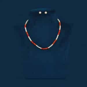 coral and pearls 1line necklace