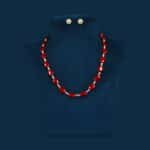 real pearls with red stone necklace set