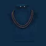 Two layer real round black pearls set