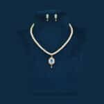 sky blue stone pendant pearl necklace set