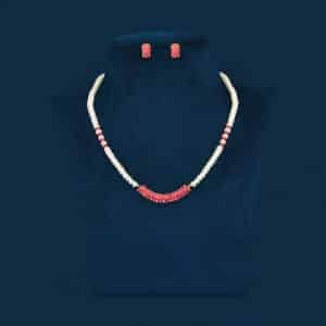 Real ruby and pearls pendant necklace set