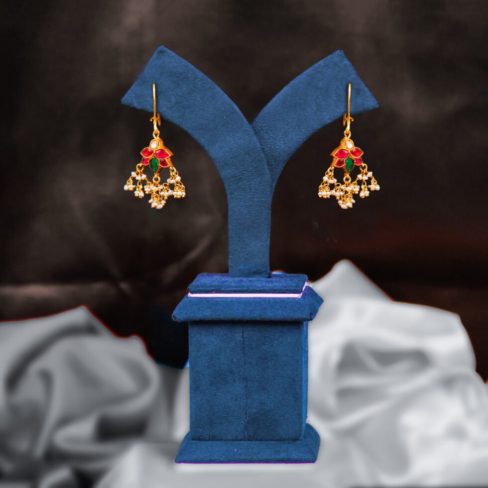 925 Silver Kundan Drops Earrings