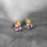 925 silver purple stone stud earrings