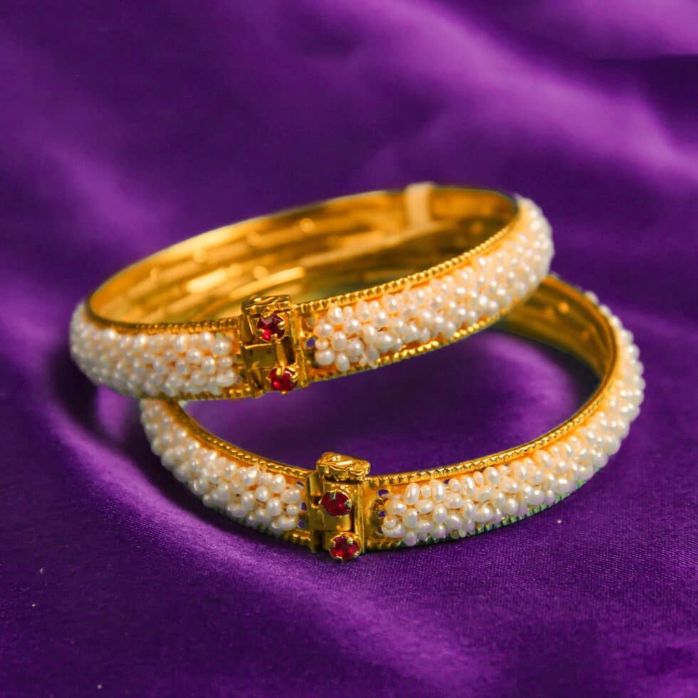 Designer White Small Pearl Bangles