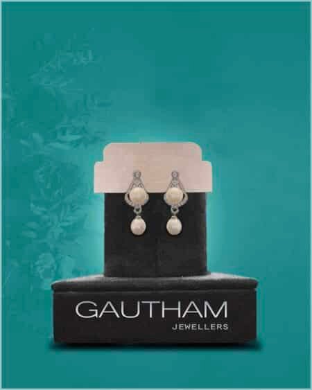 CZ Drop Earrings Pearl